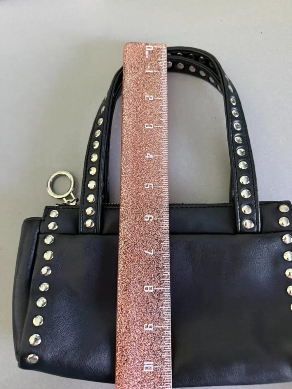 Nine West Black Studded Vegan Leather Mini Wristlet Handbag